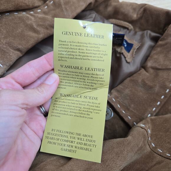 New Denim & Co Brown Leather Button Down Jacket Coat Western - Picture 8 of 8